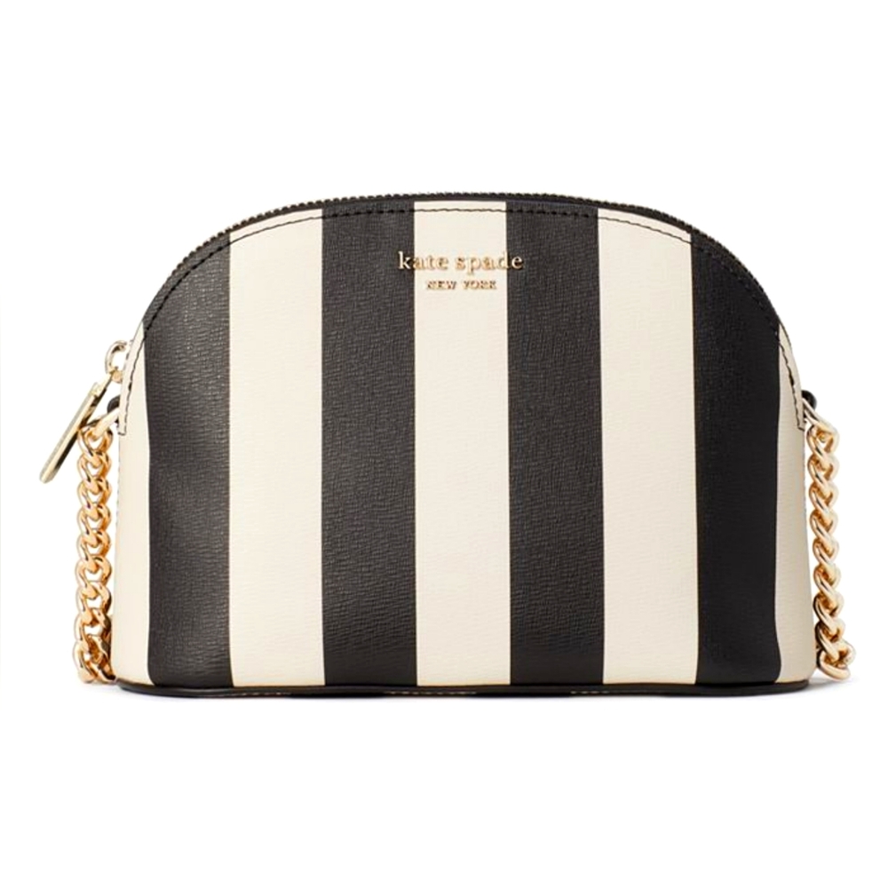 Kate Spade Spencer Stripe Small Dome Crossbody Black and White